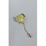 London silver and enamel bird pin /brooch, 6cm