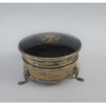 George V silver and tortoiseshell trinket box, Birmingham 1918, 6cm diameter