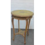 French style occasional table, with circular top and lattice frieze, on cabriole legs with a Bergere