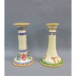 Nicholas Mosse, candlesticks to include one with cow pattern and the other with rose and leaf,