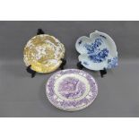 Royal Crown Derby 'Derby China' patterned cabinet plate, a Spode blue and white plate and a set of