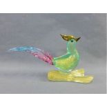 Murano glass bird figure with aventurine inclusions, 23cm long