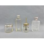 Victorian silver mounted hob nail cut glass scent bottle, Birmingham 1894, 11cm high together with