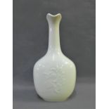 Royal Copenhagen white glazed vase with floral pattern in relief, with printed back stamps and