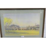 Fred Stott 'Edinburgh' Coloured Print in a glazed frame, 48 x 32cm