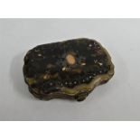 Victorian tortoiseshell and pique work inlaid coin purse, 8cm wide