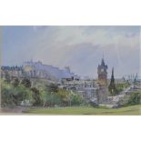 Fred Stott 'View of Princes Street from Calton Hill, Edinburgh' Watercolour Signed, in a glazed