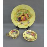 Aynsley 'Orchard Gold' patterned Old China plate, together with an Aynsley fruit patterned cup and