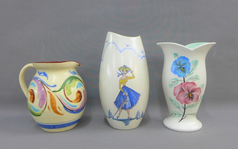 Collection of retro vases to include Radford, together with a floral patterned jug (a lot)