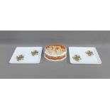 Pair of Rosenthal white glazed rectangular dishes with gilt floral bouquet's together with a