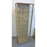 Contemporary glazed display cabinet with adjustable glass shelves, 172 x 58cm