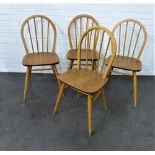 Set of four Ercol light elm spindle back chairs, 87 x 40cm (4)