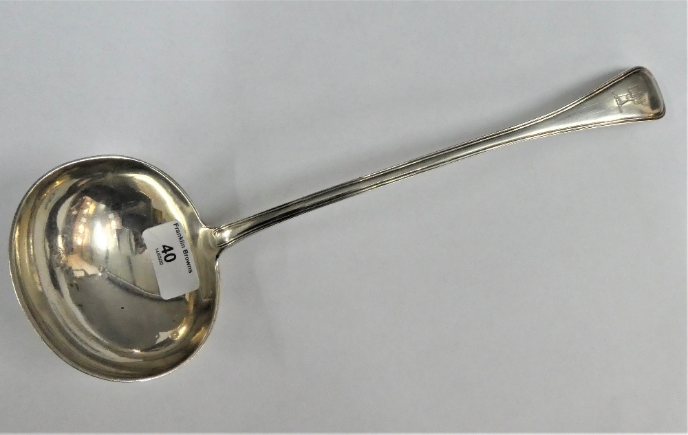 Victorian silver soup ladle, Josiah Williams & Co, Exeter 1877, of Old English thread pattern,