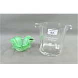 Moet & Chandon glass wine bottle stand, together with a Murano green glass dish (2)