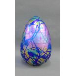 Levay purple lustre glass egg, 13cm high