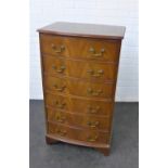 Mahogany bow front chest with six drawers and brass handles, 105 x 60cm