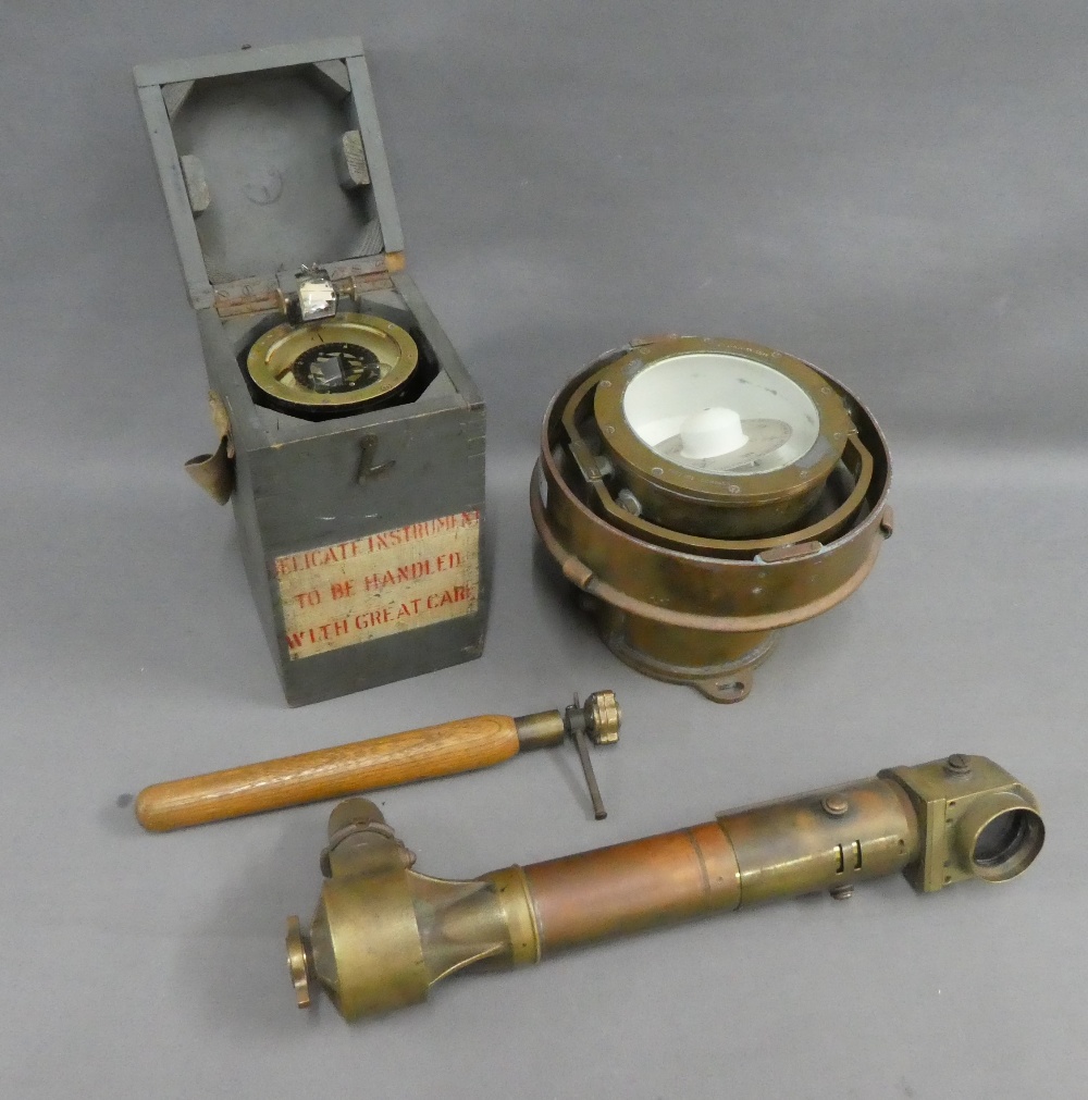 Mixed lot to include a British WWII MKIV brass trench periscope, together with two ships