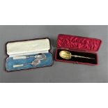 Edward VII silver gilt replica anointing spoon, Robert Stebbings, London 1902, in original fitted