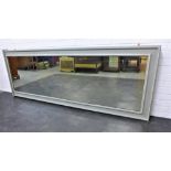 Large grey painted wooden mirror, 223 x 82cm