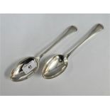 Victorian pair of silver table spoons, Josiah Williams & Co, Exeter 1877, of Old English thread
