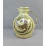 Large Studio pottery jug with two impressed monograms to the base, AS and MP, 31cm high