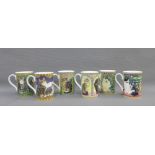Set of six Lesley's Cats coffee mugs, (6)