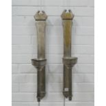 Pair of large silver plated wall sconces, 68 by 20cm.