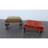Two mahogany footstools, one with claw and ball feet, 22 x 37, (2)