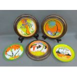 Set of five limited edition Wedgwood bone china Bizarre Living Landscapes of Clarice Cliff patterned