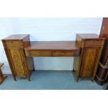 19th century mahogany pedestal sideboard, the central section with two drawers, flanked by