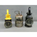 Three vintage Railway lanterns, tallest 37cm high, (3)