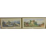 Miss A.D. Paton, pair of Victorian watercolours to include 'Brecon Bridge' and 'Cottages near