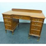 Mahogany parquetry desk in the manner of Whytock & Reid, the inverted top with a ledgeback over an