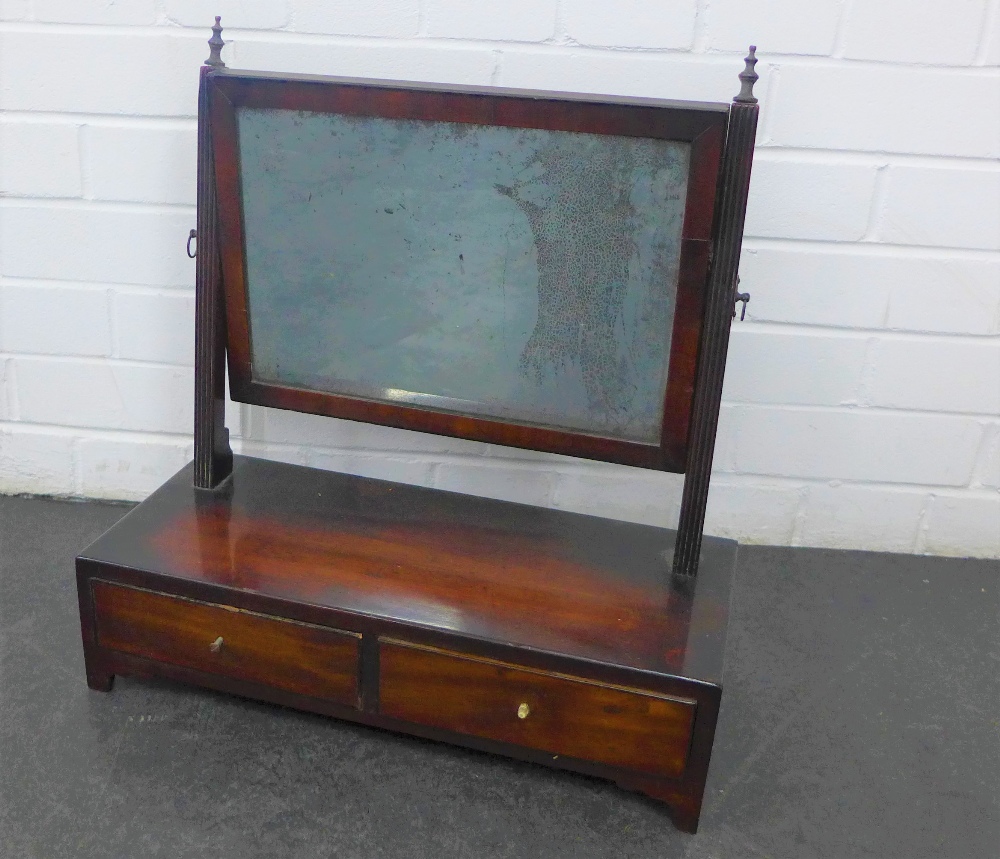 Mahogany dressing table mirror with two frieze drawers, 48 x 45cm