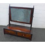 Mahogany dressing table mirror with two frieze drawers, 48 x 45cm