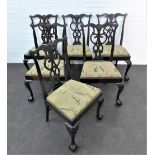 Set of six Chippendale style mahogany chairs with shell carved top rails, interlaced splat backs and