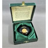 Colby Gold PLC paperweight with replica James V ducat gold coin inset, boxed