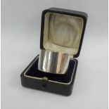 Hamilton & Co of Calcutta silver napkin ring, in fitted leather box