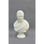 WH Goss Parian figure of Walter Scott, with printed back stamps, 15cm