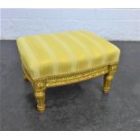 French style giltwood footstool with upholstered seat, 20 x 32cm