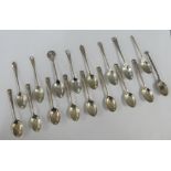 A collection of silver and white metal teaspoons, mixed hallmarks and makers (a lot)