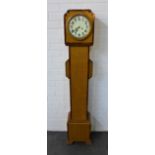 Art Deco oak Grandmother clock, 160 x 30cm