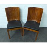 Pair of Empire style mahogany and inlaid chairs with solid curved backs and cane work seats, on