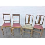 Four various side chairs, 92 x 44cm, (2)