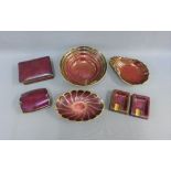 Collection of Carlton Ware Rouge Royale gilt edged pottery to include two ashtrays, two boxes with