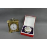 Vintage Swiza glass cased clock, together with a Staffordshire enamelled Silver Jubilee