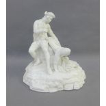 White Parian style figure group on an oval naturalistic base, 18cm high