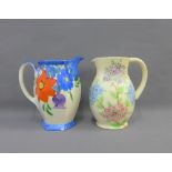 Radford Art Deco floral patterned jug together with an Arthur Wood deco jug, (2)