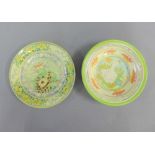 Maureen Minchin (b, 1954)studio pottery bowl and plate, one painted with a Toad and the other