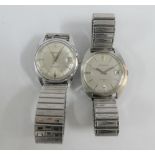 Two Gents vintage Garrard wristwatches on stainless steel bracelet straps (2)
